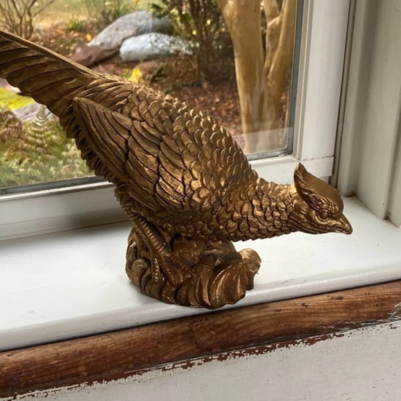 Pier 1 Gold Pheasant Bird Sculpture (Flawed) - Picture 7 of 10